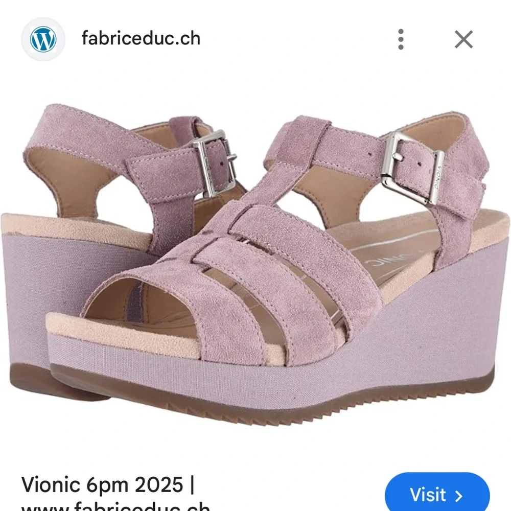 Vionic Tawny Mauve Wedge Sandals NWOT Suede Purple - Picture 3 of 11